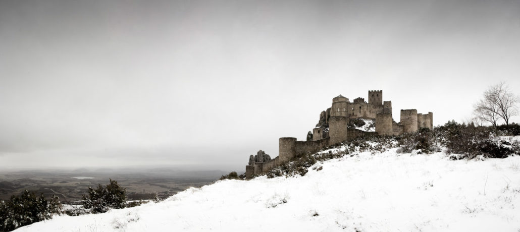 Taking pictures in winter from Loarre Castle